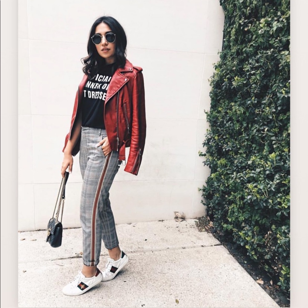 Zara plaid side stripe pants